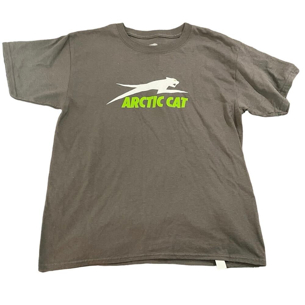 Arctic Cat Gray Grey Youth Size Large Short Sleeve Shirt 100% Cotton‎ Causal